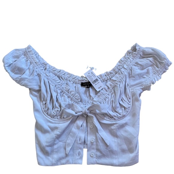 Pacsun White Babydoll Puff Sleeve Top - Picture 3 of 3